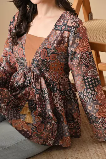 multicolor printed viscose rayon short kurti