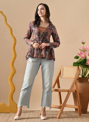 multicolor printed viscose rayon short kurti 4