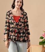 multicolor printed viscose rayon short kurti