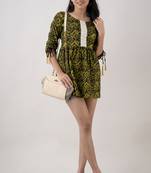 red printed pure cotton short kurti