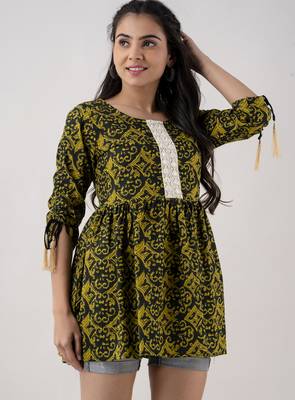 red printed pure cotton short kurti 3