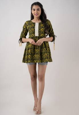 red printed pure cotton short kurti 4