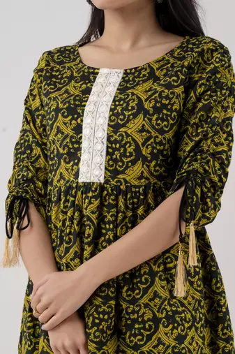 red printed pure cotton short kurti
