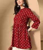 maroon printed viscose rayon short kurti