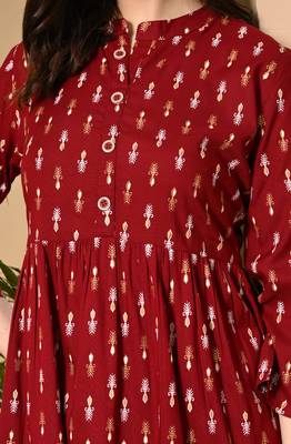 maroon printed viscose rayon short kurti 5