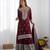 Maroon colour chinnon silk heavy embroidery work fully stitched pakistani suit