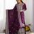Wine colour chinnon silk heavy embroidery work fully stitched pakistani suit