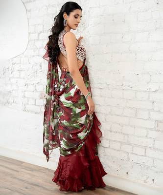 Multicolor printed georgette saree 2