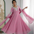 Baby Pink Georgette Anarkali Suit Set with Sequins & Mirror Embroidery