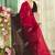 Cheryy red color handwork zircon work fendi satin two tone saree