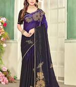 Purple color handwork zircon work fendi satin two tone saree