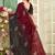 Maroon color handwork zircon work fendi satin two tone saree