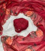 latest summer  red floral printed saree for women