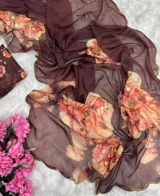 beautiful floral printed tabby silk saree for women with hand embrodiery 2