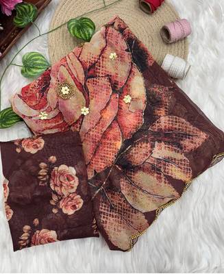 beautiful floral printed tabby silk saree for women with hand embrodiery 4