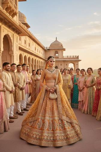 Rust Orange Colour Bridal Wear Silk lehenga choli and dupatta