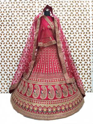 Magenta Colour Bridal Wear Silk lehenga choli and dupatta 2