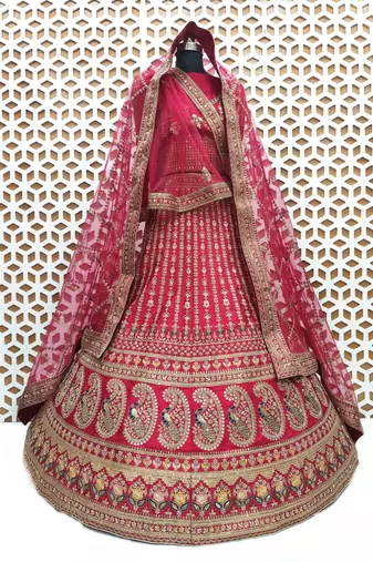 Magenta Colour Bridal Wear Silk lehenga choli and dupatta
