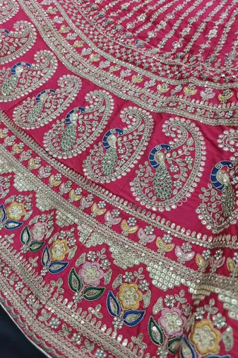 Magenta Colour Bridal Wear Silk lehenga choli and dupatta