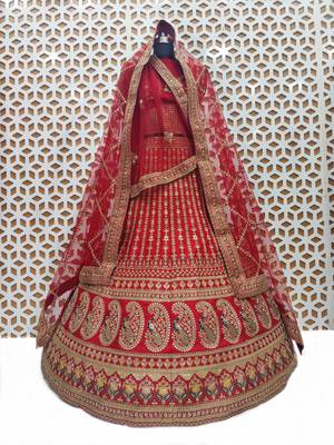 Marron Colour Bridal Wear Silk lehenga choli and dupatta 2