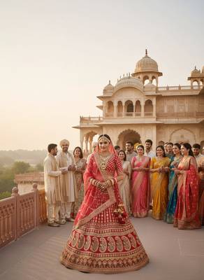 Red Colour Bridal Wear Silk lehenga choli and dupatta 1
