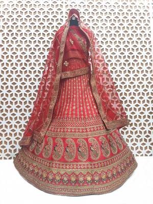 Red Colour Bridal Wear Silk lehenga choli and dupatta 2