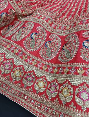 Red Colour Bridal Wear Silk lehenga choli and dupatta 3