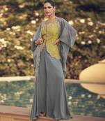 Women indo western wedding palazzo suit with embroidered jacket