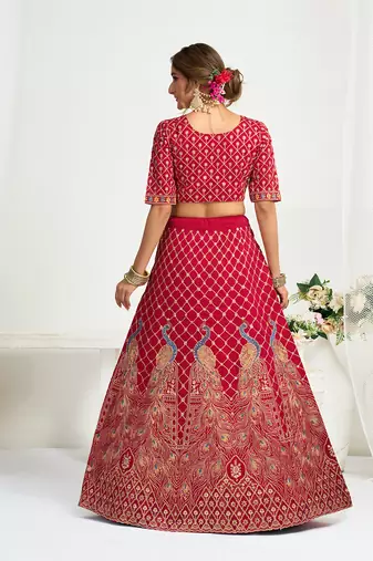Pink Silk Embroidered Lehenga Choli
