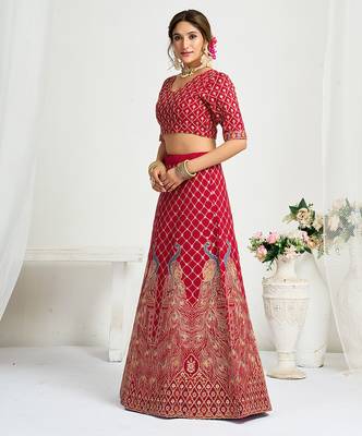 Pink Silk Embroidered Lehenga Choli 1