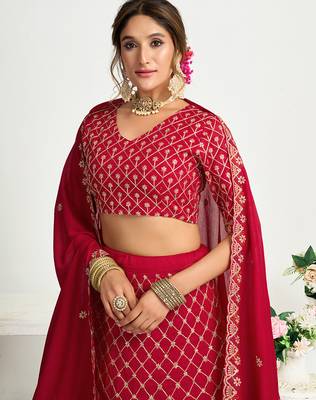 Pink Silk Embroidered Lehenga Choli 3