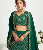 Green Silk Embroidered Lehenga Choli