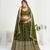 Mehendi Green Silk Embroidered Lehenga Choli