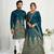 Navy blue embroidered lehenga & matching men's kurta set couple combo