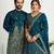 Navy blue embroidered lehenga & matching men's kurta set couple combo