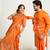 Orange embroidered lehenga & matching men's kurta set couple combo