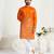 Orange embroidered lehenga & matching men's kurta set couple combo