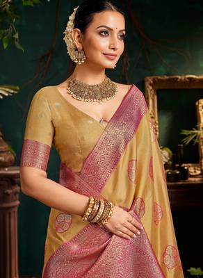 Luxury top dyed silk saree with rich weaving work & contrast border | elegant festive collection 2
