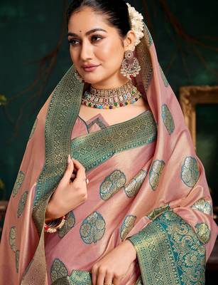 Luxury top dyed silk saree with rich weaving work & contrast border | elegant festive collection 2