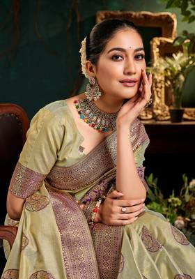 Luxury top dyed silk saree with rich weaving work & contrast border | elegant festive collection 2