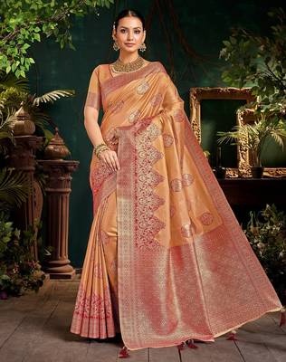 Luxury top dyed silk saree with rich weaving work & contrast border | elegant festive collection 1
