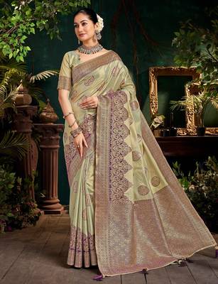 Luxury top dyed silk saree with rich weaving work & contrast border | elegant festive collection 1