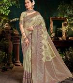 Luxury top dyed silk saree with rich weaving work & contrast border | elegant festive collection