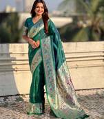 chandrakor paithani silk blend banarasi zari woven saree