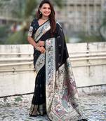 chandrakor paithani silk blend banarasi zari woven saree