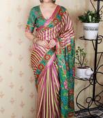 soft tussar silk blend striped traditional printed zari woven saree