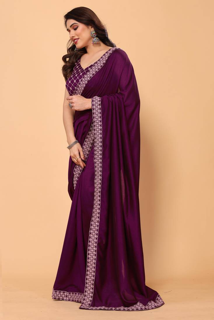 Designer Georgette Embroidery Border Saree with Unstitched Embroidery Blouse Piece