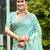 aqua blue linen woven work traditional saree