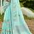 aqua blue linen woven work traditional saree