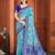 blue   cottan silk blend with meena woven work traditional saree